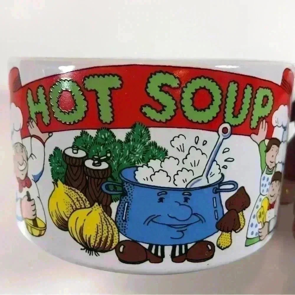 Vintage 70s anthropomorphic soup mug, made in Japan